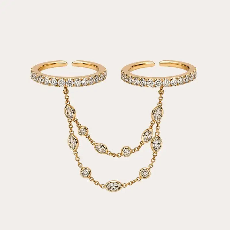 Doppelring mit Kette Gold