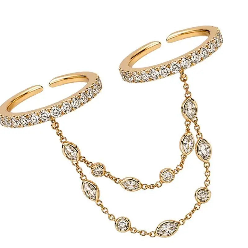 Doppelring mit Kette Gold