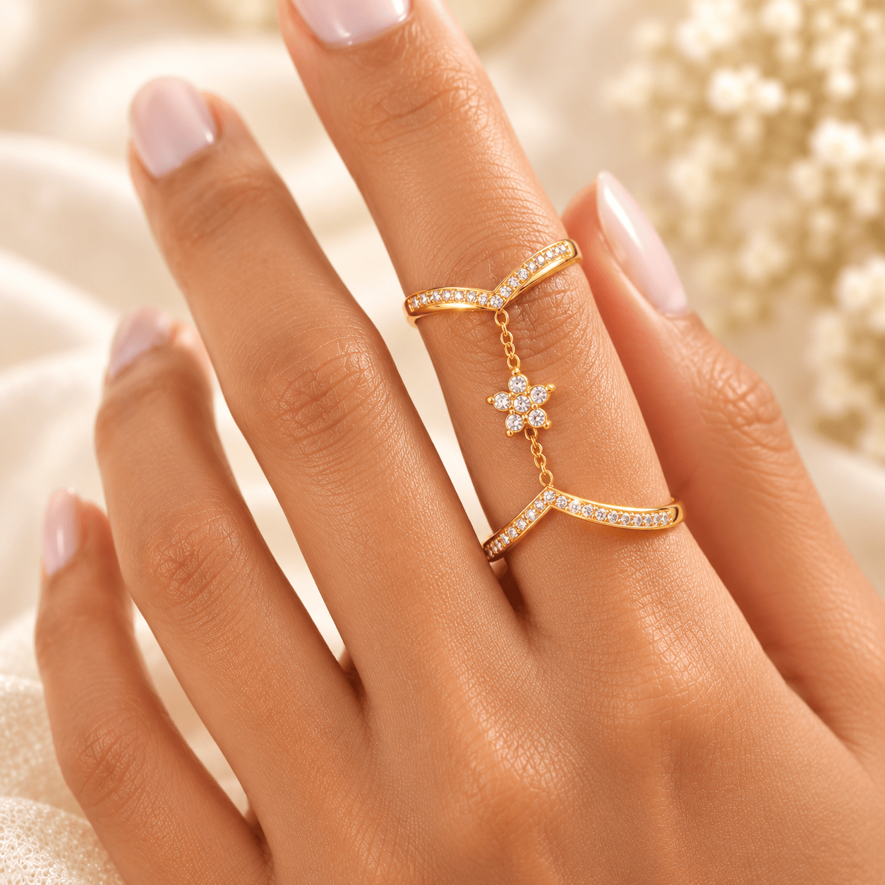 Bague avec Chaine Etoile