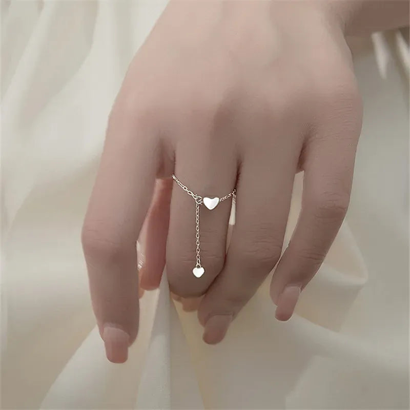 Bague Chaine Argent Coeur