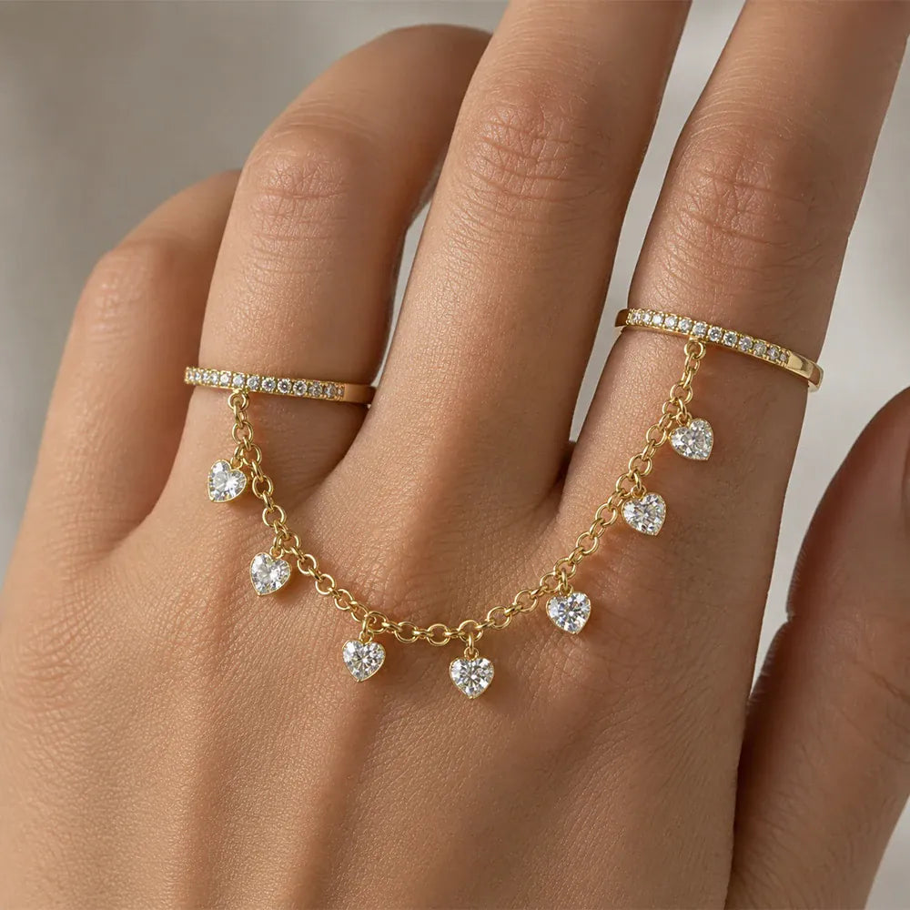 Bague Double Chaine Strass