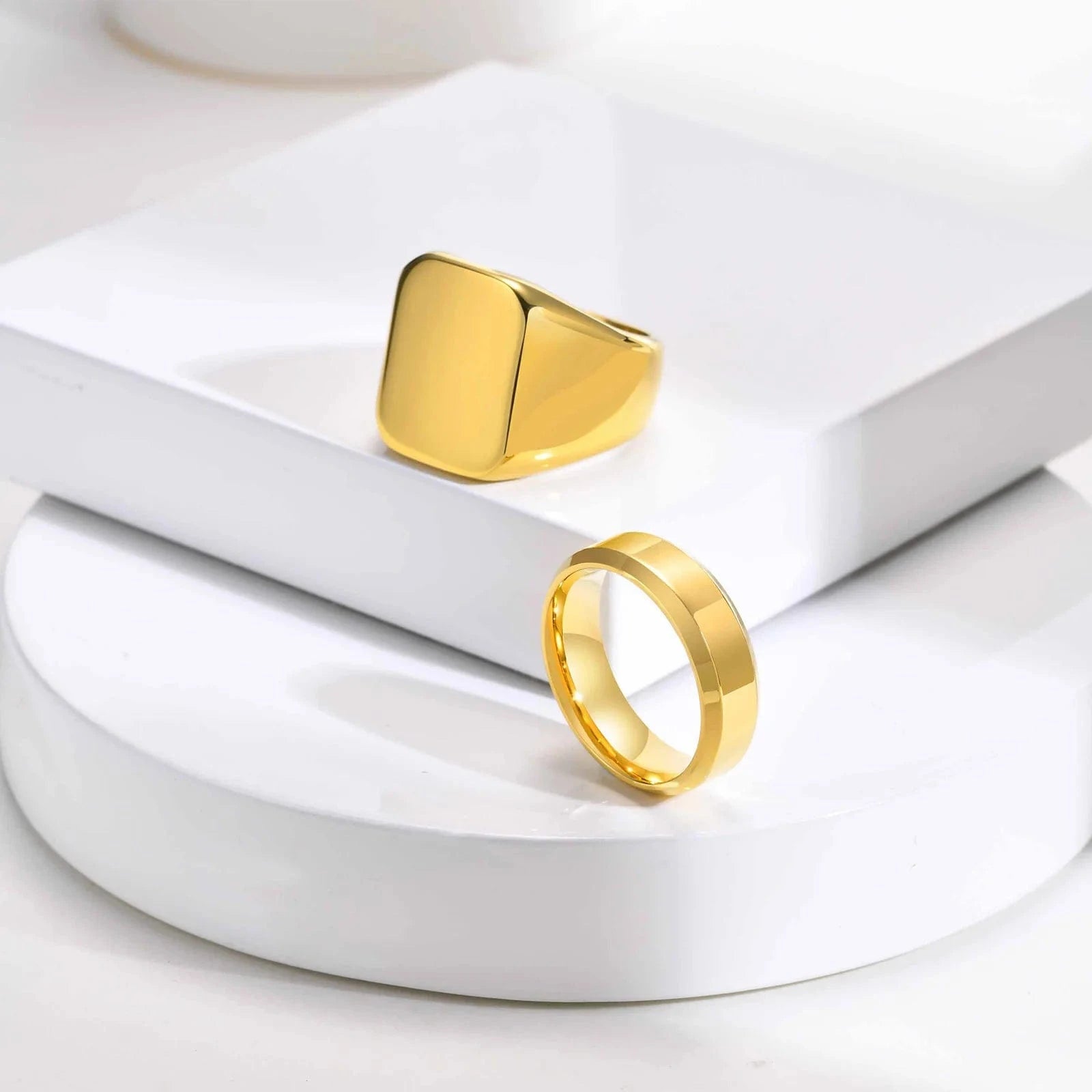 Bague Homme Acier Inoxydable Or