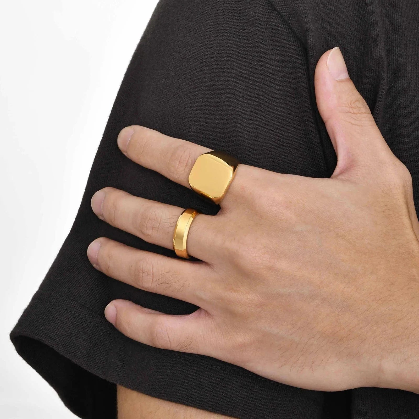 Bague Homme Acier Inoxydable Or