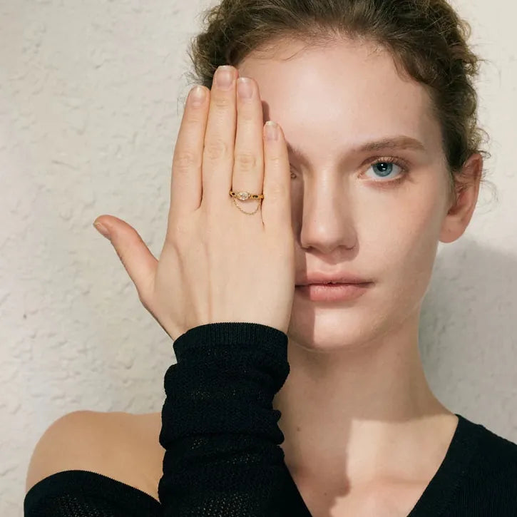 Bague Or avec Chaine