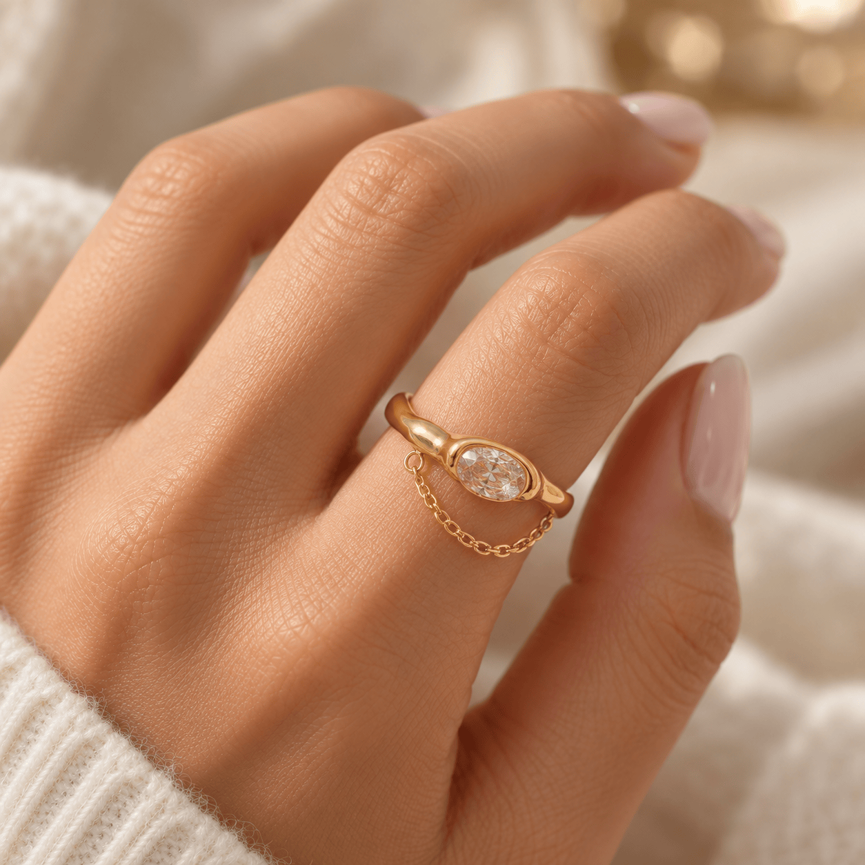 Bague Or avec Chaine