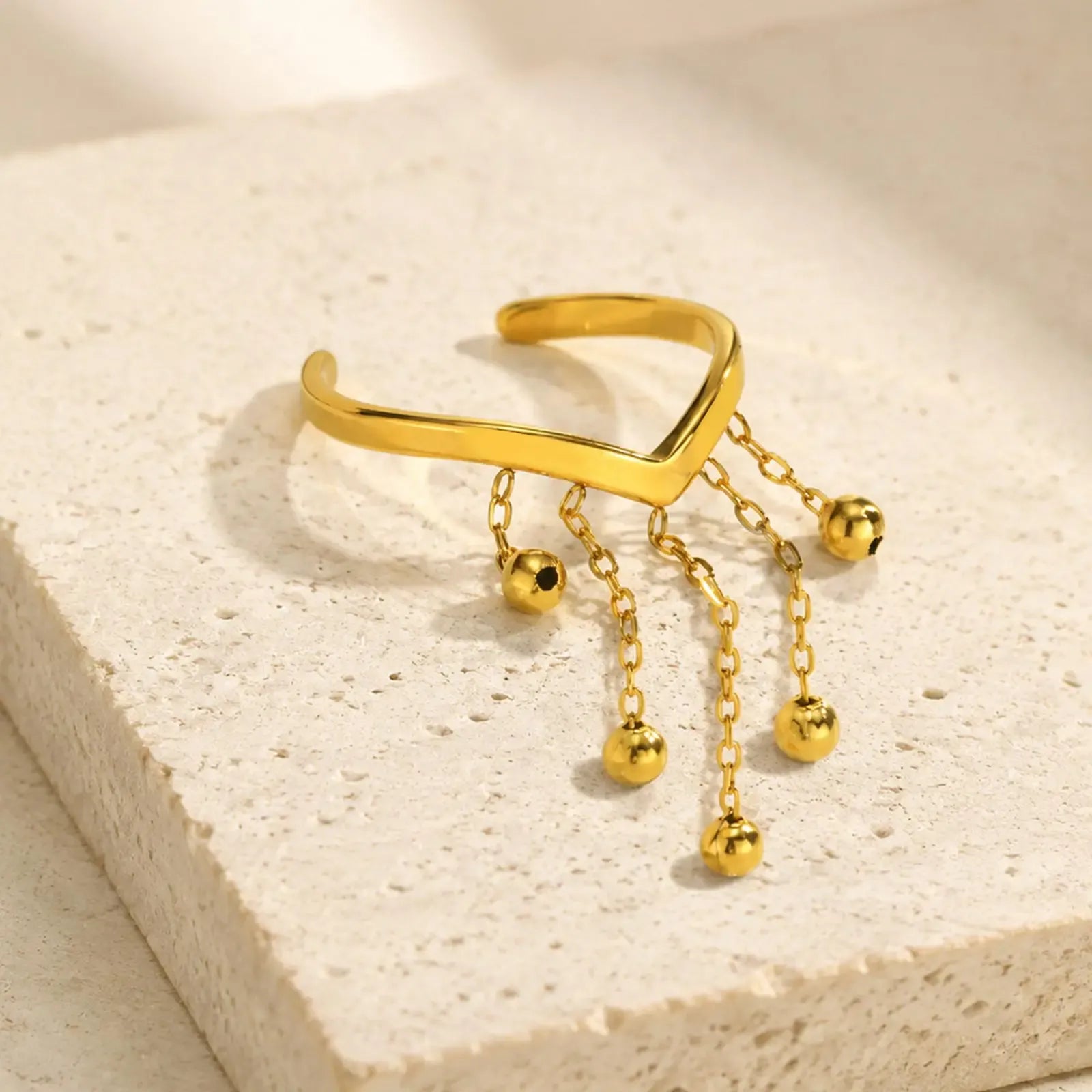 Bague Or Chaine Pampille