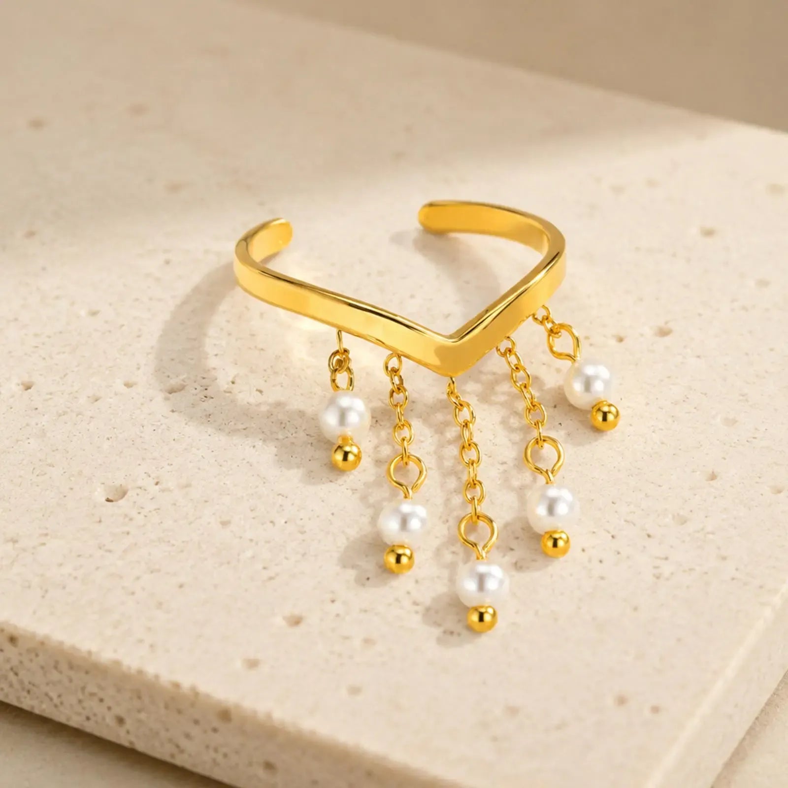 Bague Or Chaine Pampille