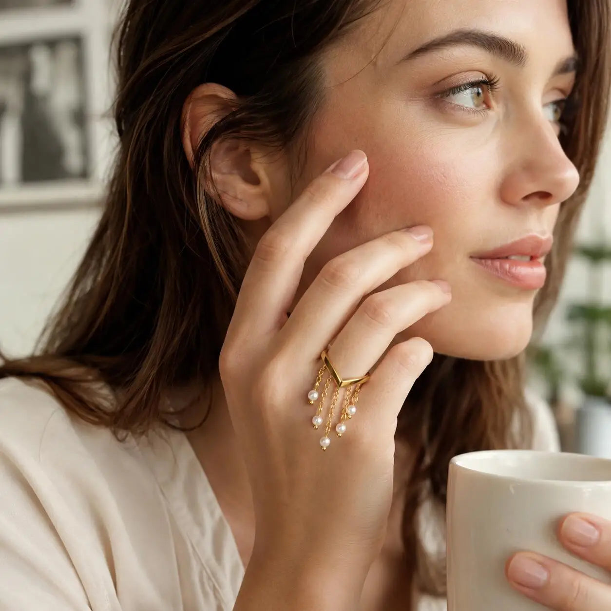 Bague Or Chaine Pampille