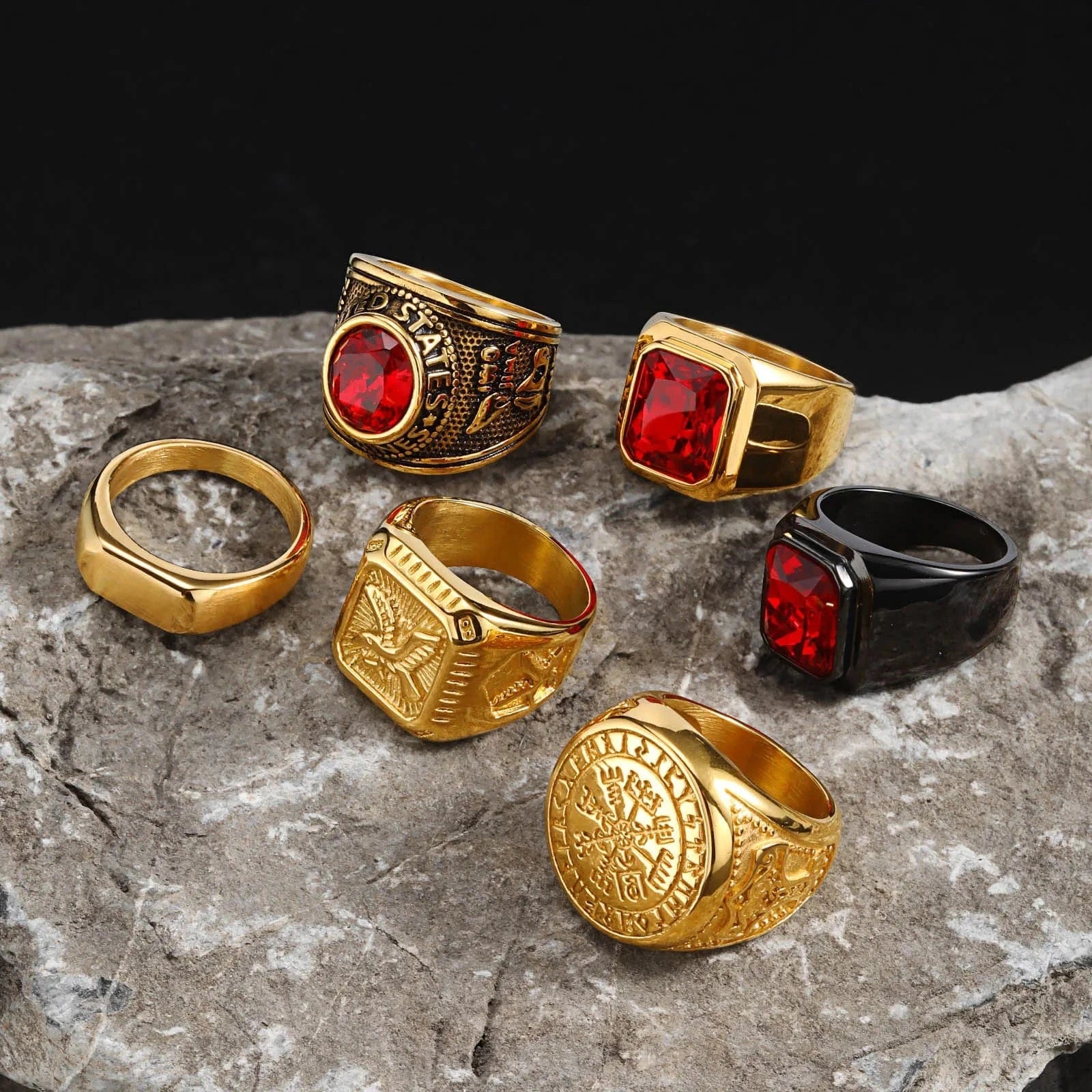 Bague Or Pierre Rouge Homme