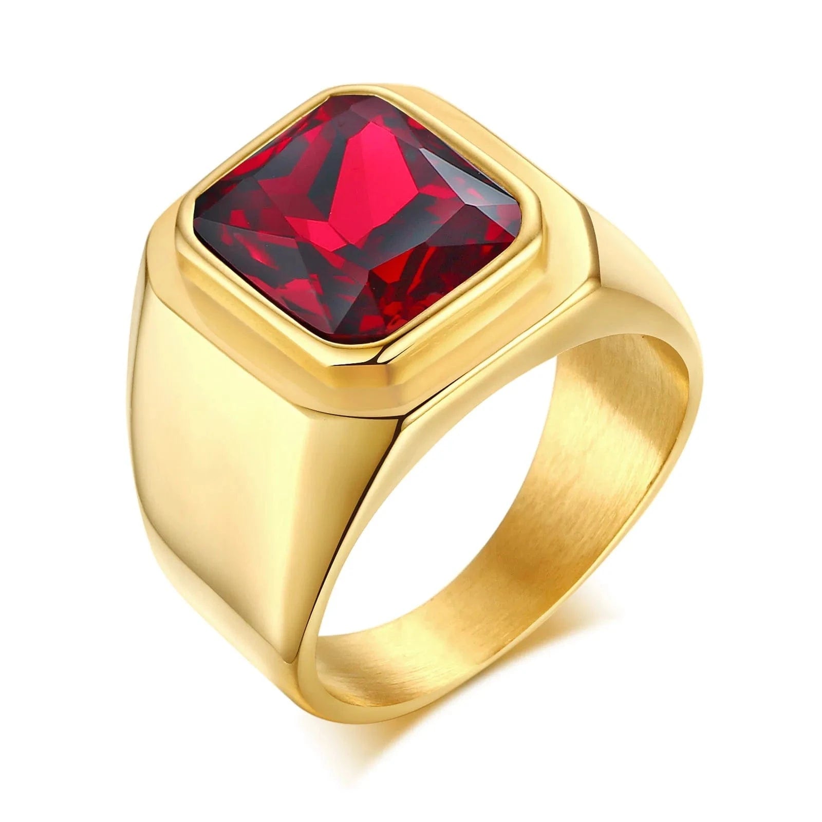 Bague Or Pierre Rouge Homme