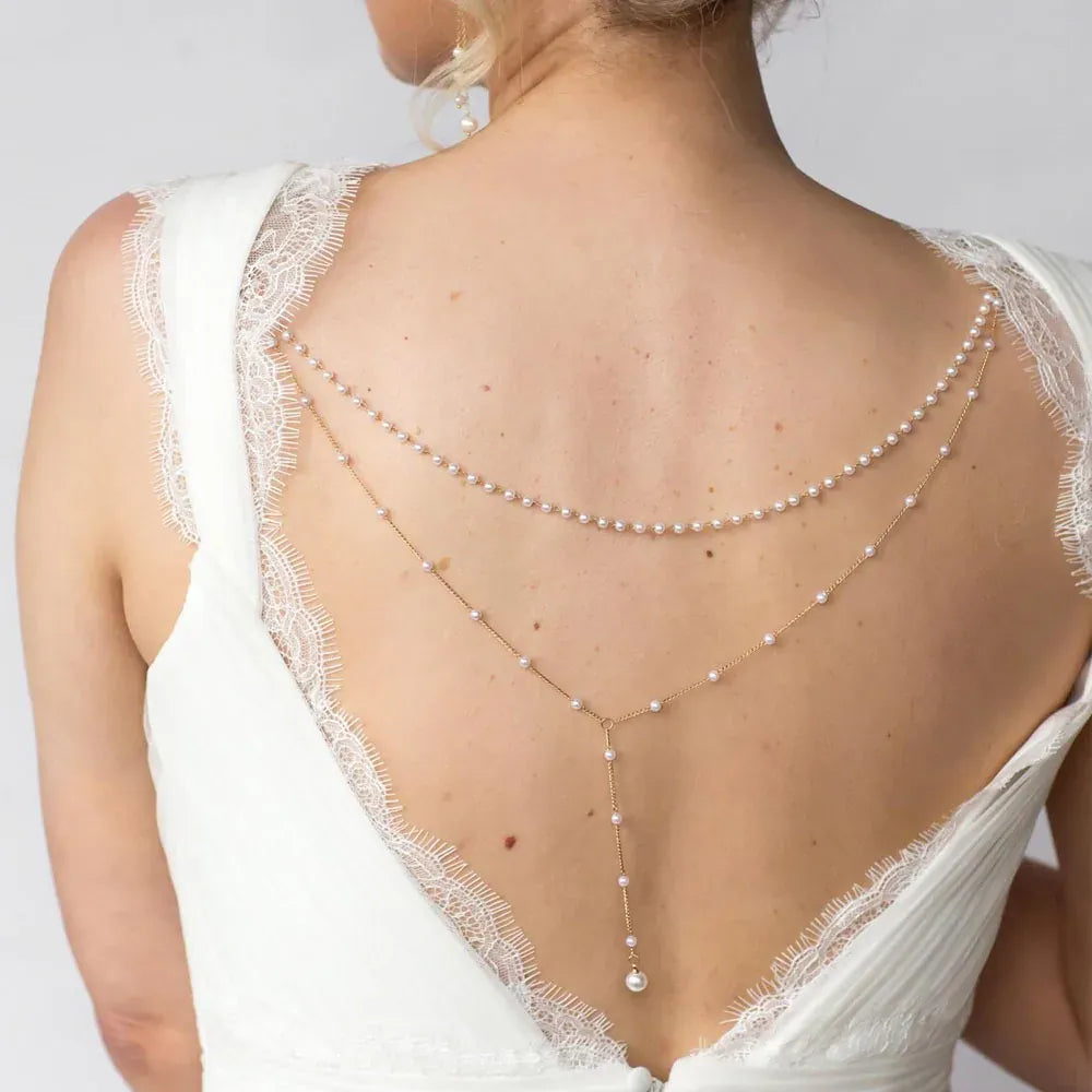 Bijou de Dos Mariage avec Perles
