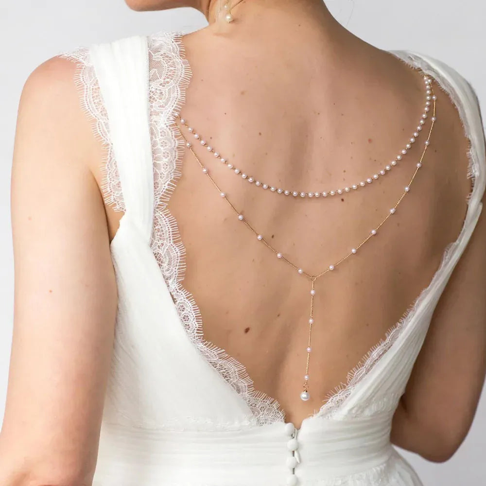 Bijou de Dos Mariage avec Perles