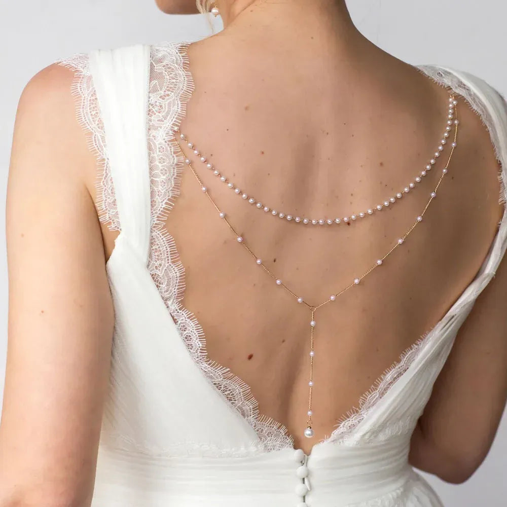Bijou de Dos Mariage avec Perles