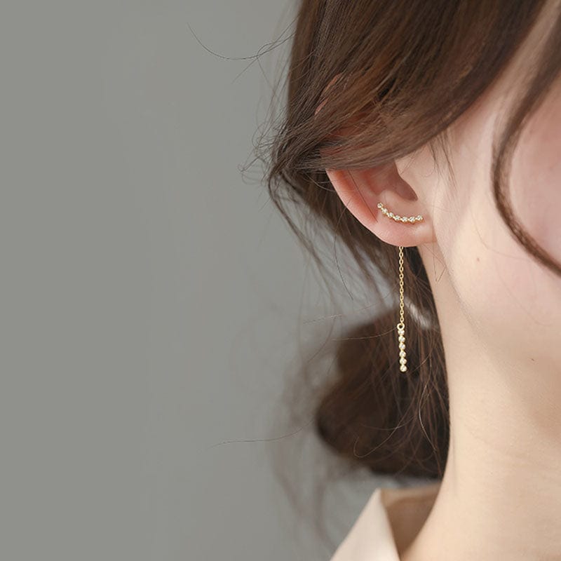 Boucle d&#39;Oreille Chaine Pendante Argent