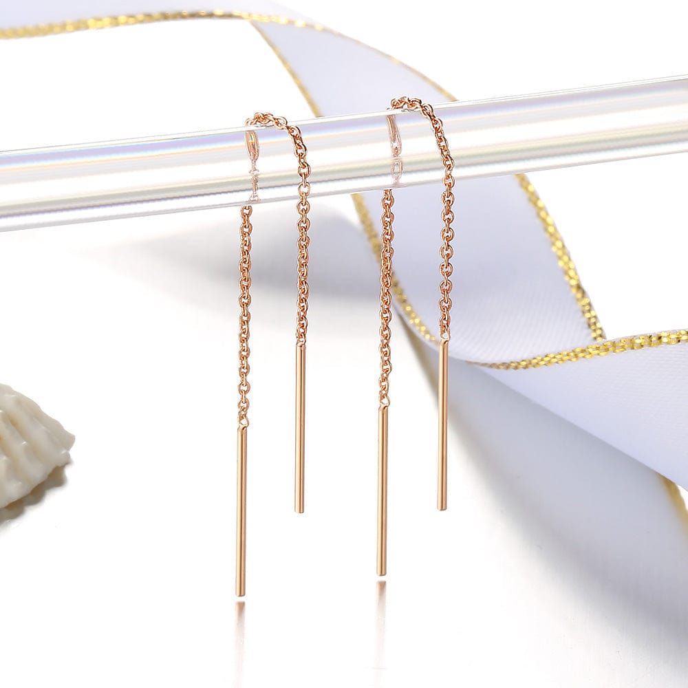 Boucle d&#39;oreille chaine traversante argent