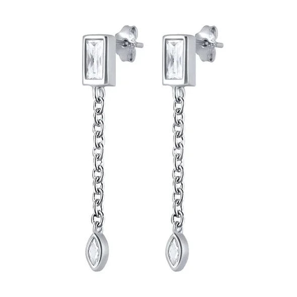 Boucle d'Oreille Diamant Carré Pendante