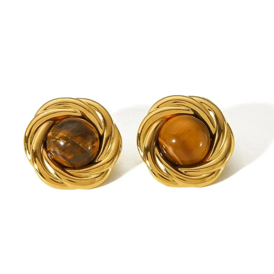 Boucle d'Oreille en Pierre Ronde