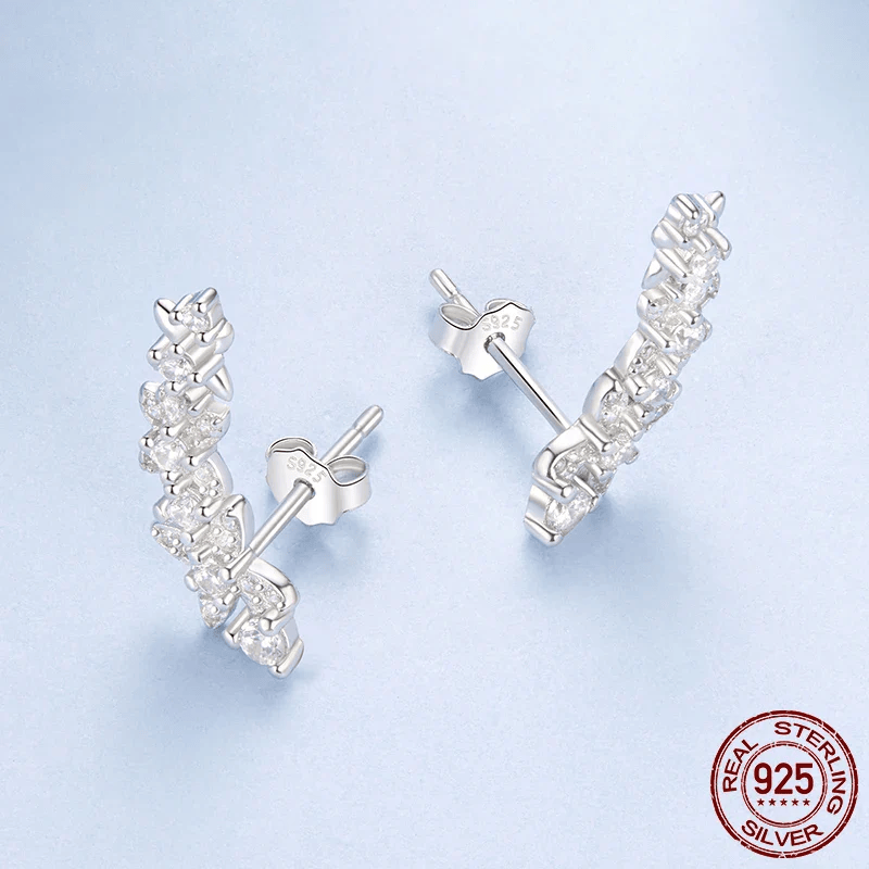 Boucle d&#39;Oreille Grimpante Fleur Argent