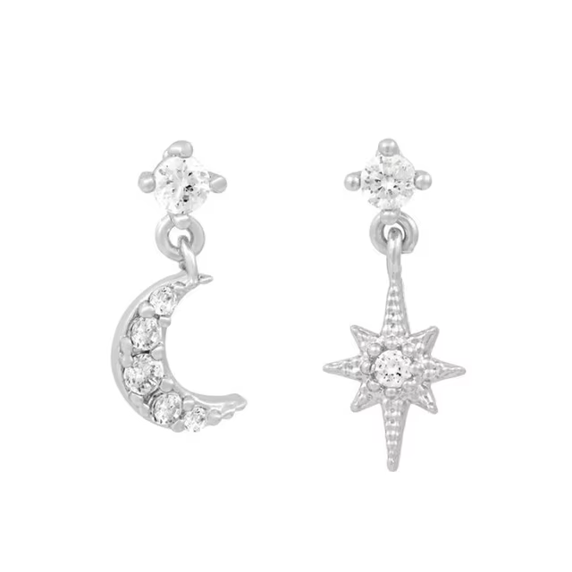 Boucle d'Oreille Lune et Etoile