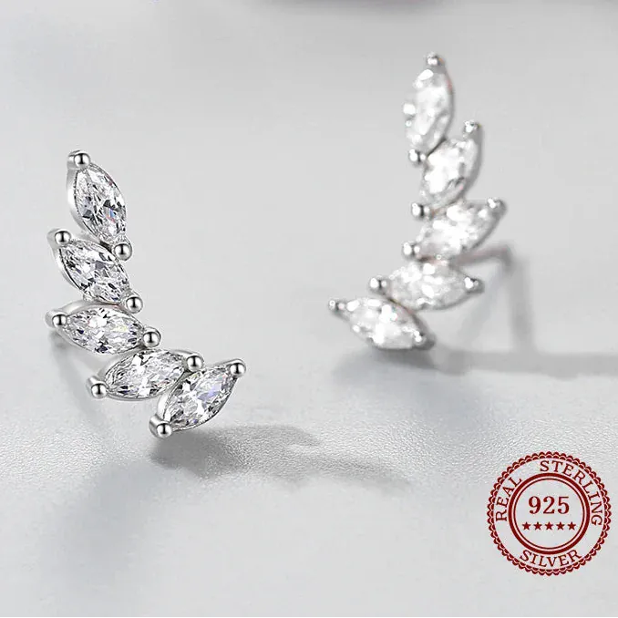 Boucle d&#39;Oreille montante Argent Strass