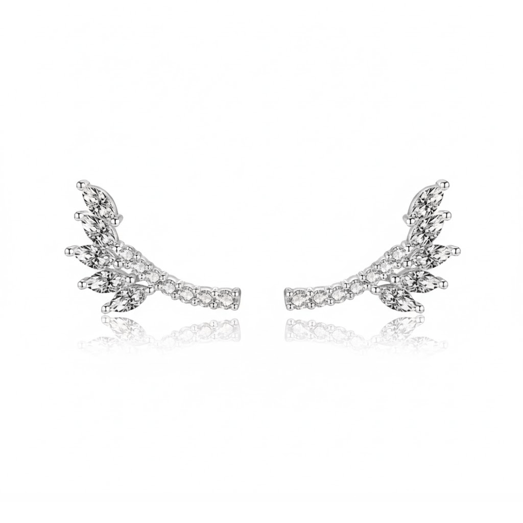 Boucle d'Oreille Montante Feuille