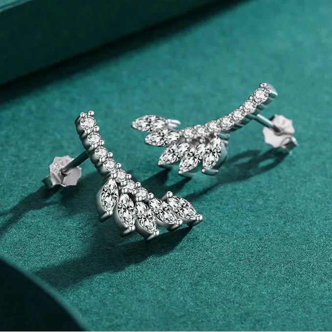 Boucle d&#39;Oreille Montante Feuille