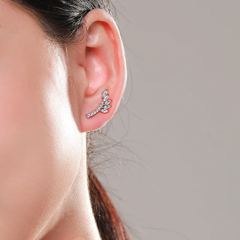 Boucle d'Oreille Montante Feuille