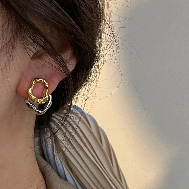 Boucle d&#39;Oreille Pendante Bicolore