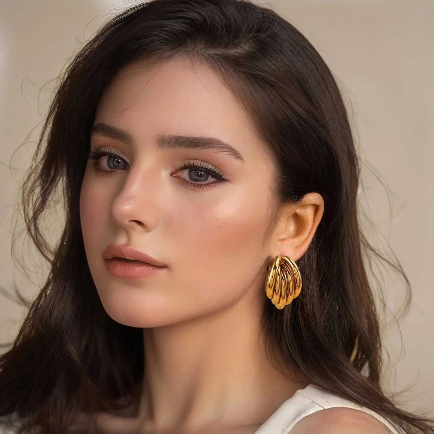 Boucle d'Oreille Pendante Forme Geometrique