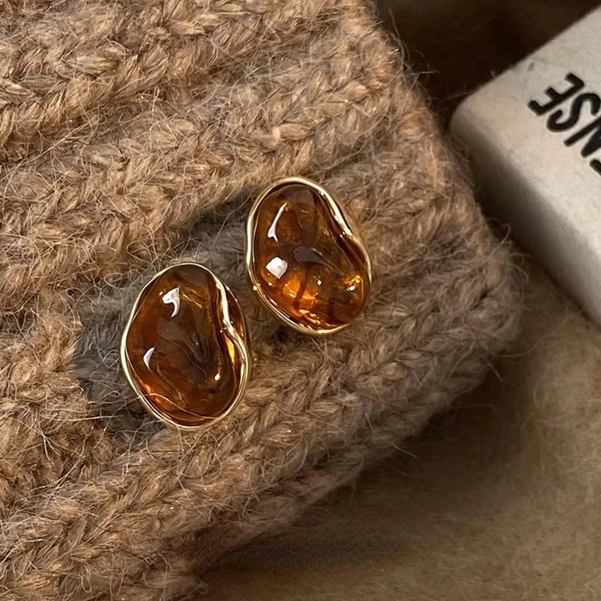 Boucle d&#39;Oreille Pendante Marron