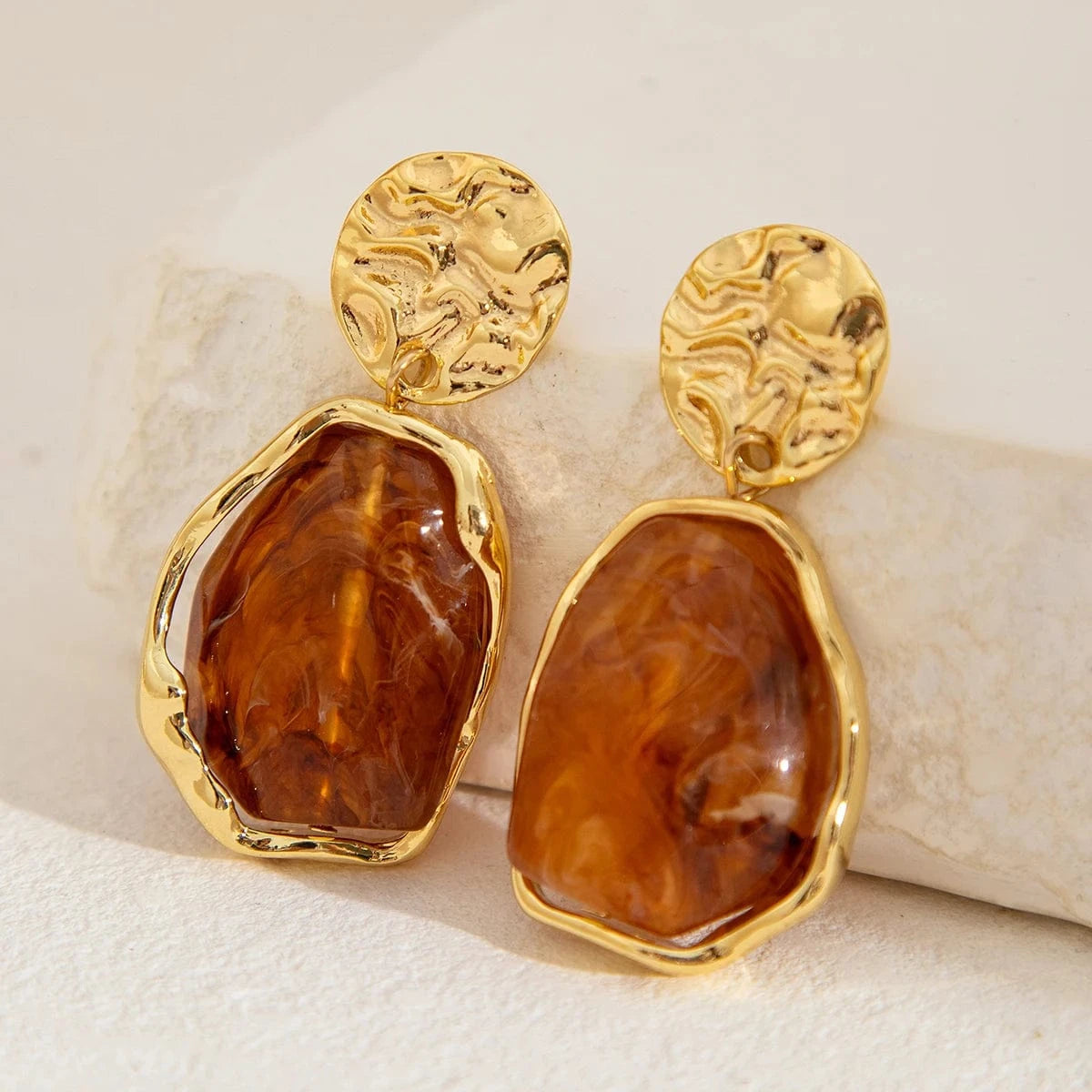 Boucle d&#39;Oreille Pendante Or Pierre