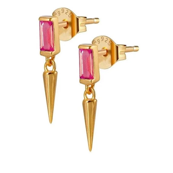 Boucle d'Oreille Triangle Pendante Or