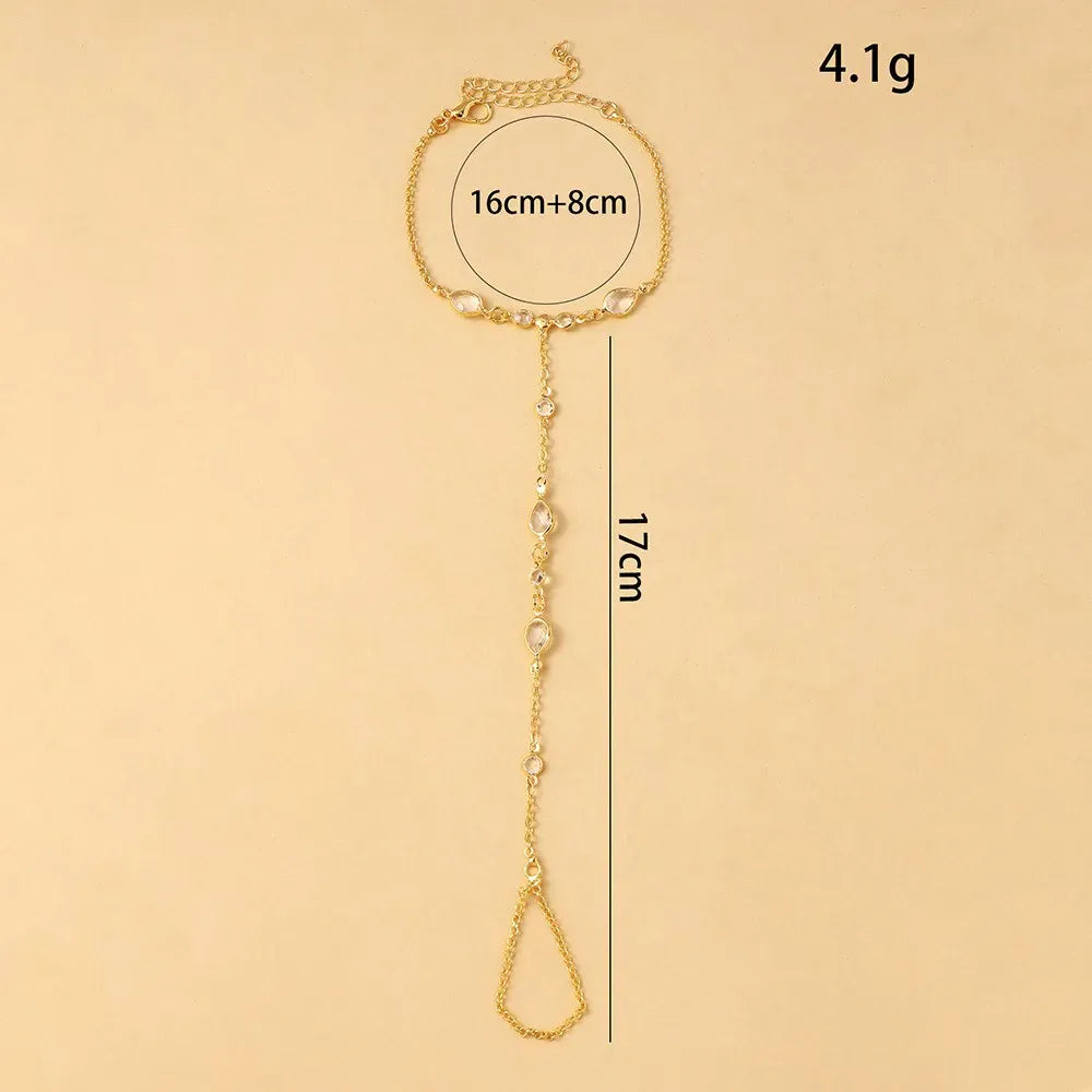 Bracelet Bague Chaine de Main Or