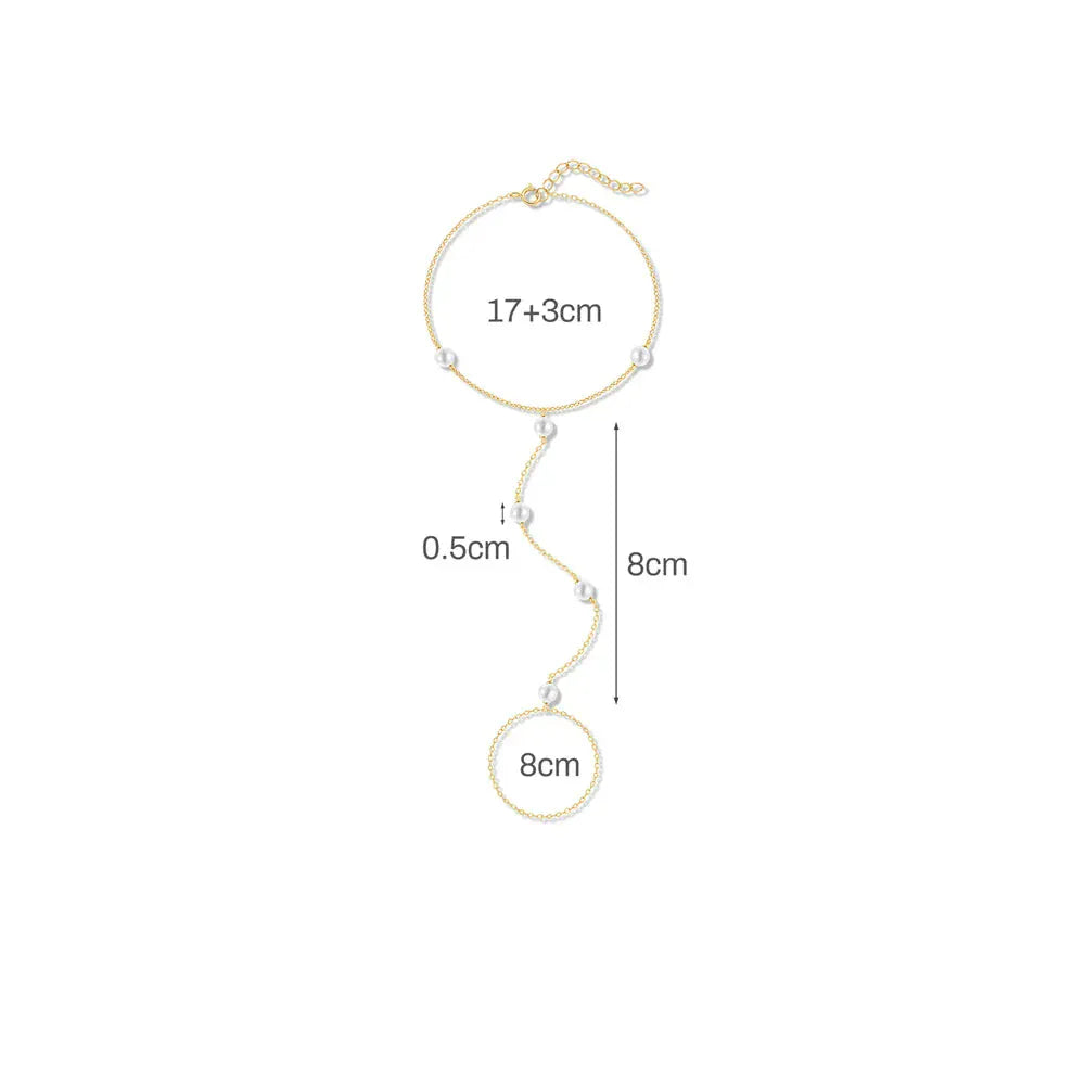 Bracelet Bague Chaine Main en Argent