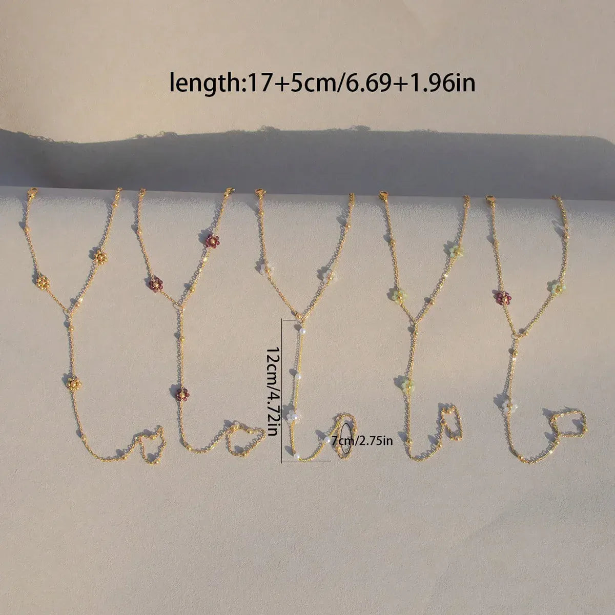 Bracelet Bague Chaine Main Fleurs