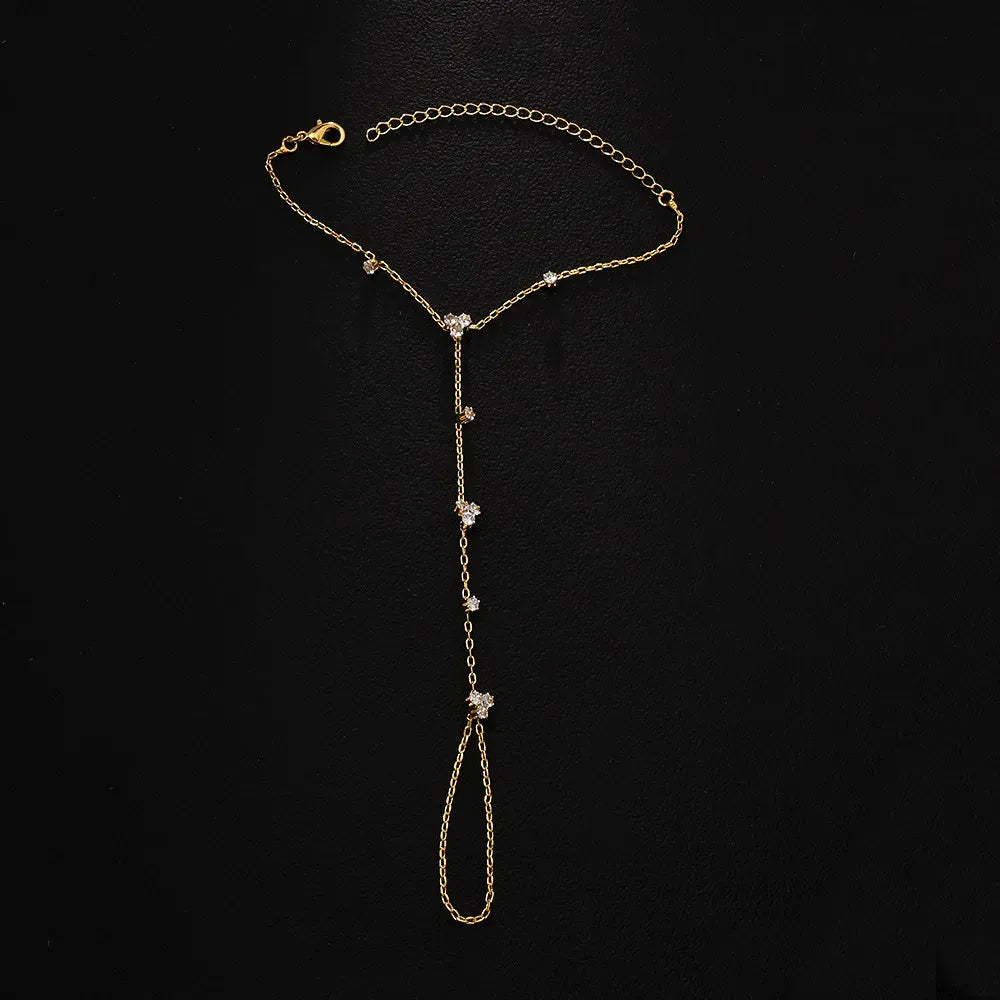 Bracelet Bague Chaine Main Trefle