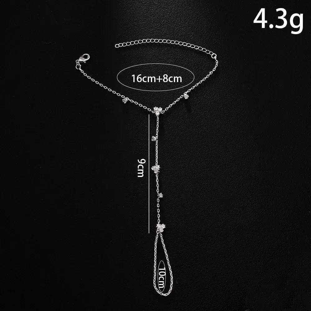 Bracelet Bague Chaine Main Trefle