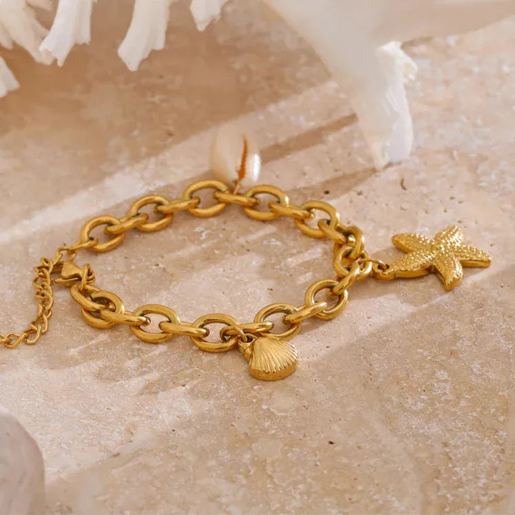Bracelet Charm Or Coquillage