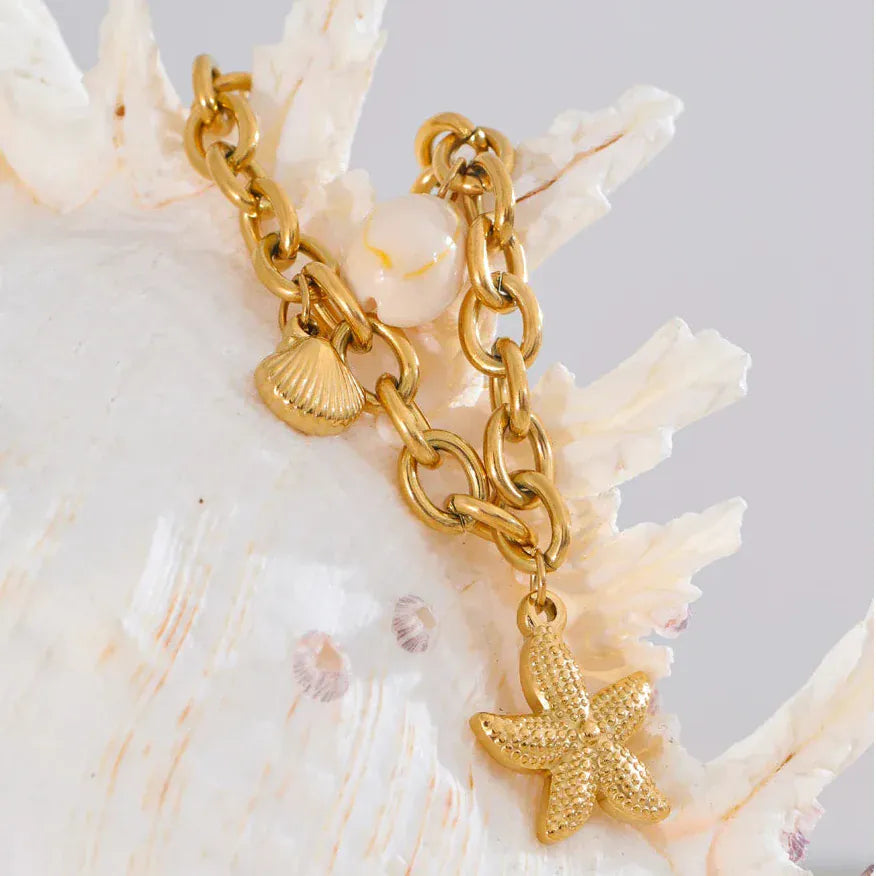 Bracelet Charm Or Coquillage