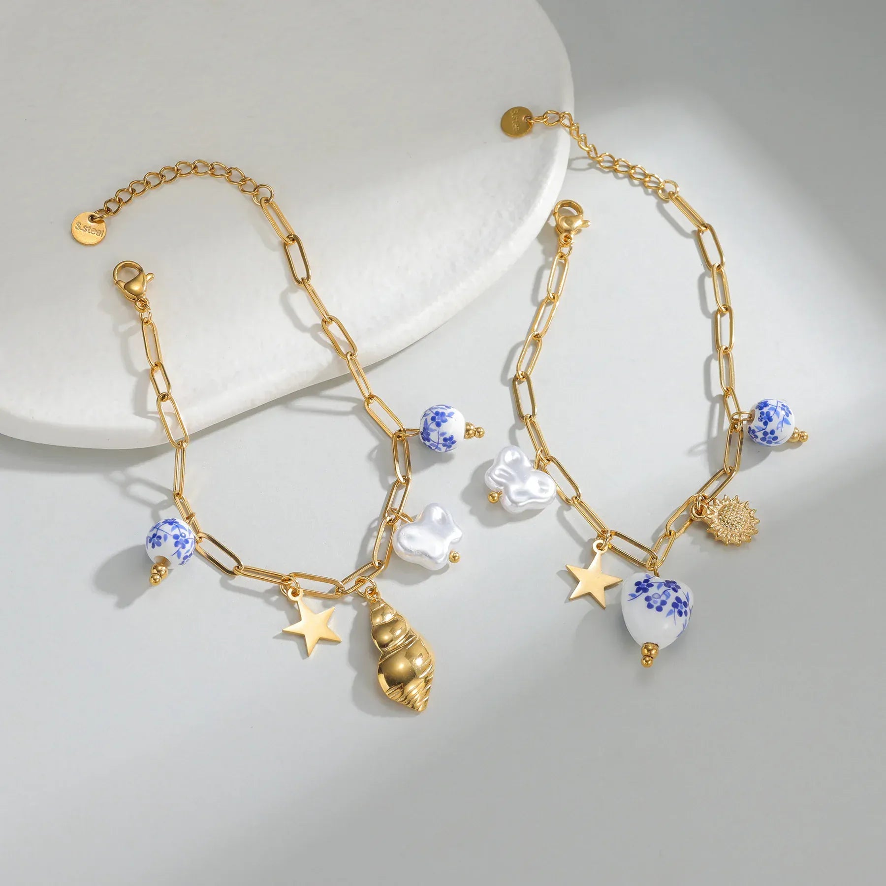 Bracelet charms Or Bleu