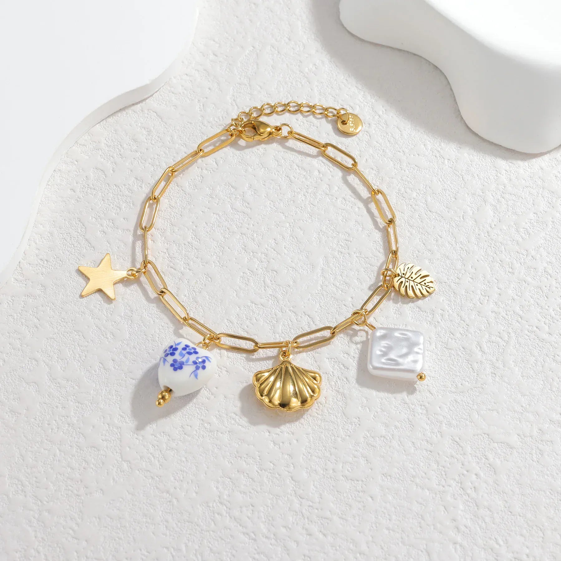 Bracelet charms Or Bleu