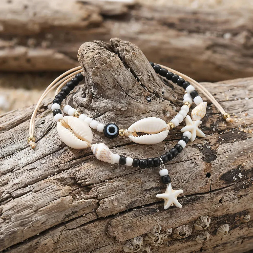 Bracelet Cheville Perle Noires