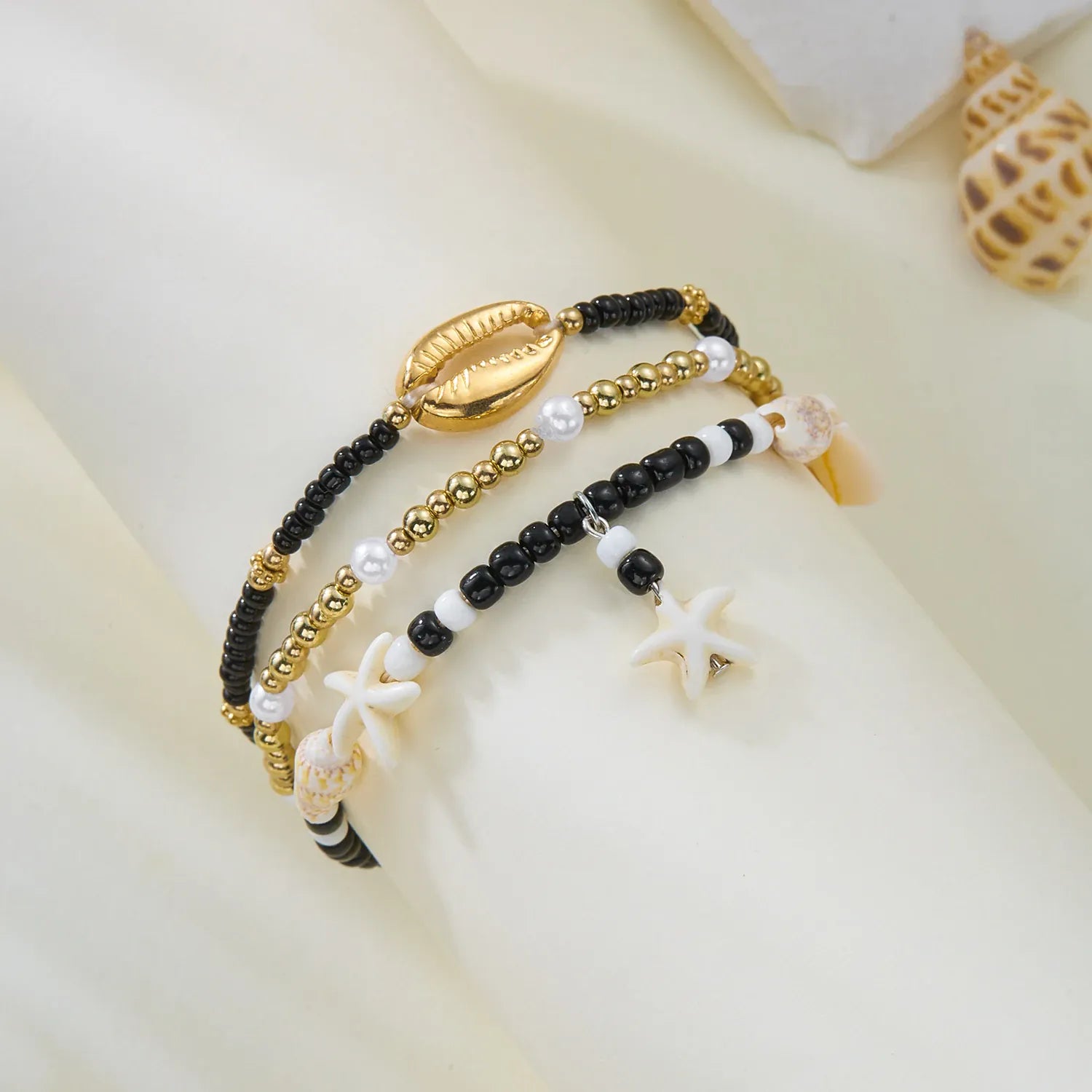 Bracelet Cheville Perle Noires