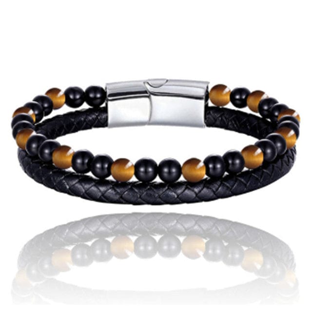 Bracelet Cuir et Perle Homme