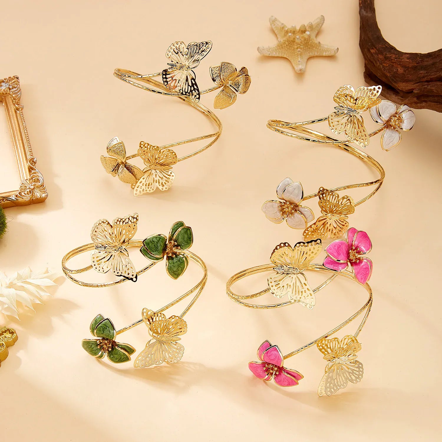 Bracelet de Bras Papillons Fleurs