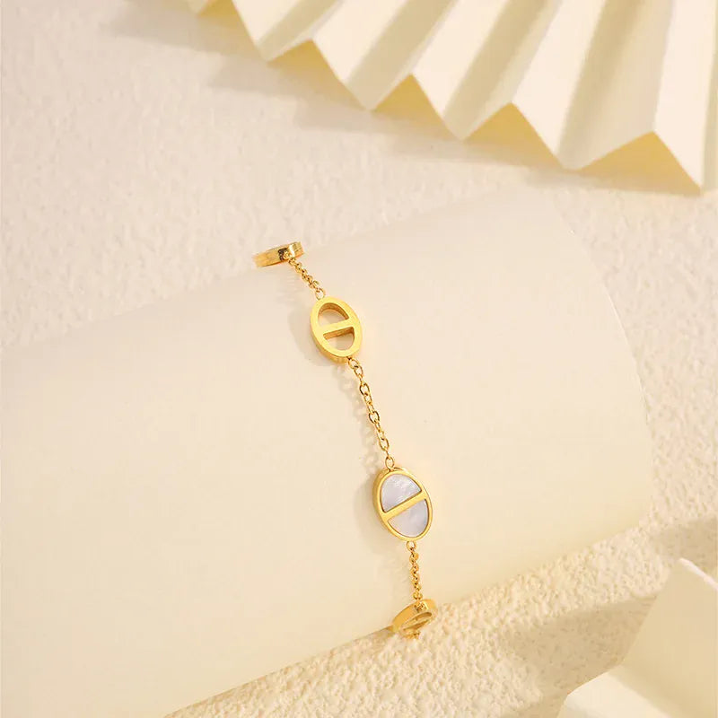 Bracelet Grain de Café Or Blanc