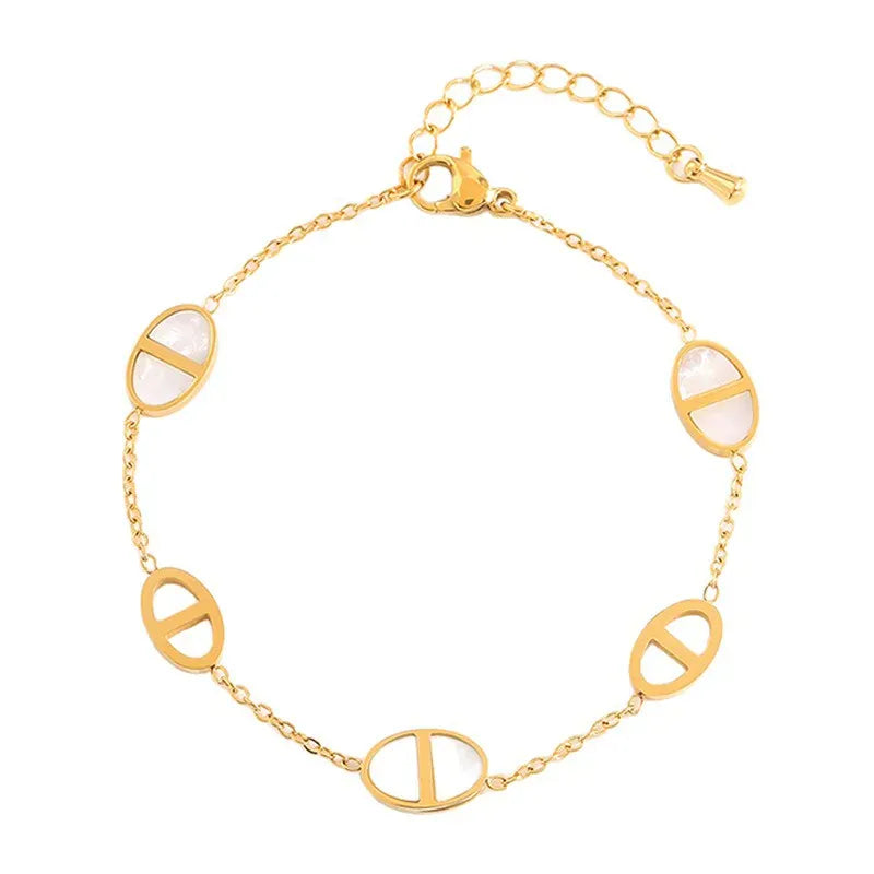 Bracelet Grain de Café Or Blanc