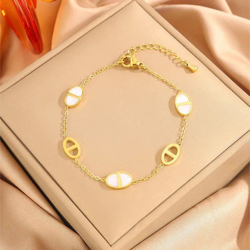 Bracelet Grain de Café Or Blanc