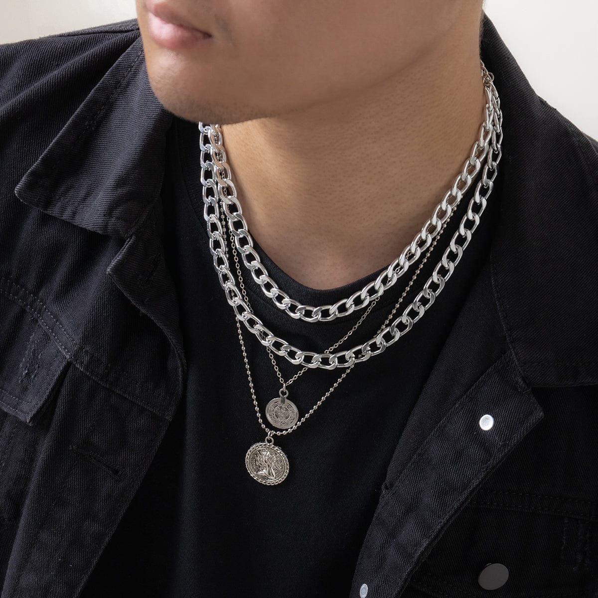 Chaine collier homme argent