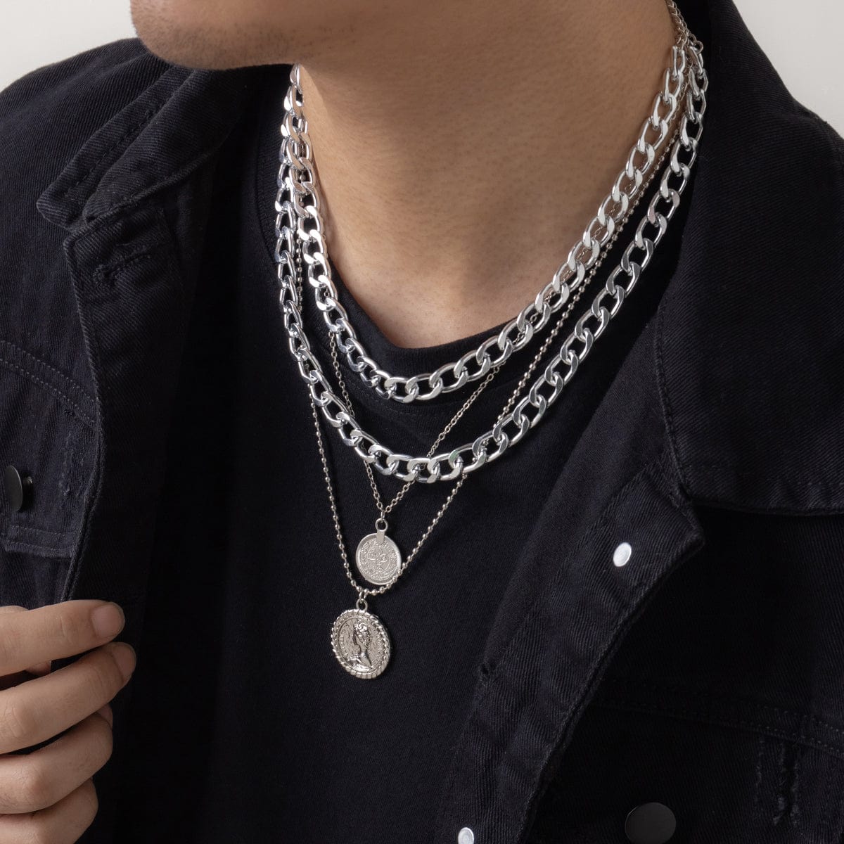 Chaine collier homme argent